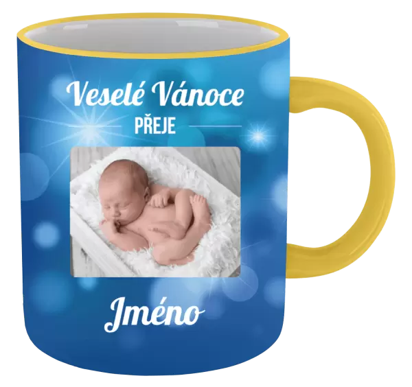 Vánoční hrnek Modré vánoční pozadí