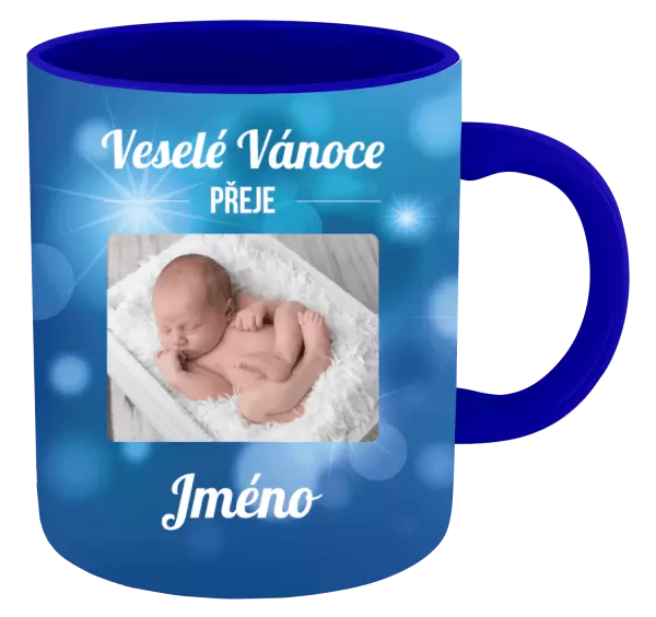 Vánoční hrnek Modré vánoční pozadí