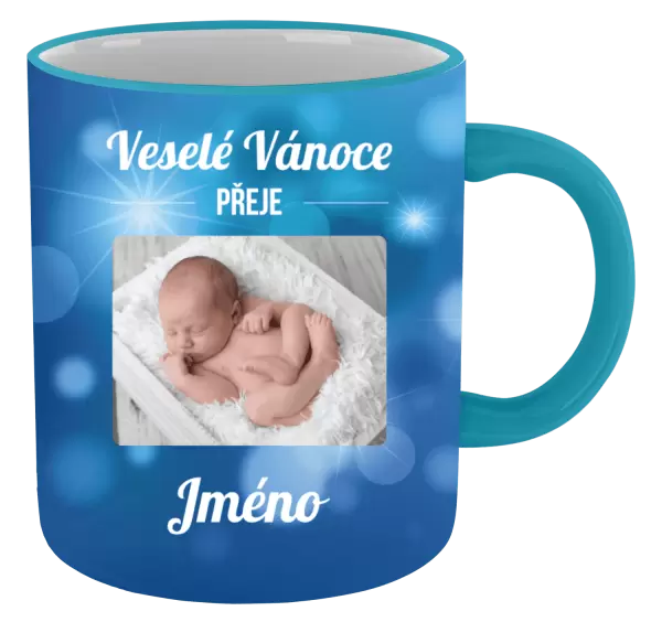 Vánoční hrnek Modré vánoční pozadí