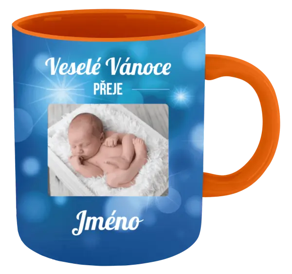 Vánoční hrnek Modré vánoční pozadí