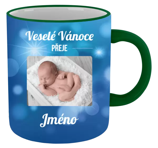 Vánoční hrnek Modré vánoční pozadí