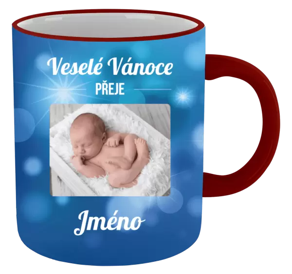 Vánoční hrnek Modré vánoční pozadí