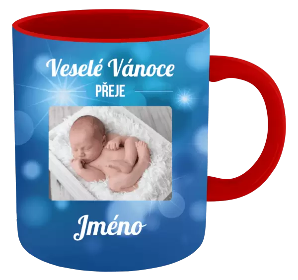 Vánoční hrnek Modré vánoční pozadí