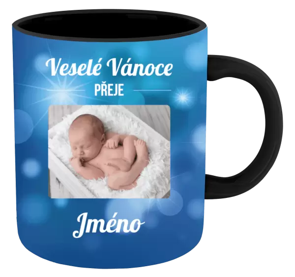 Vánoční hrnek Modré vánoční pozadí