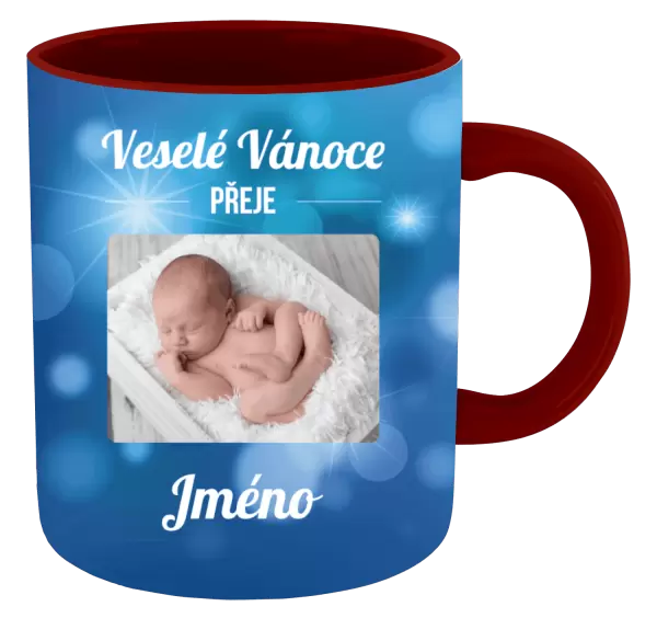 Vánoční hrnek Modré vánoční pozadí