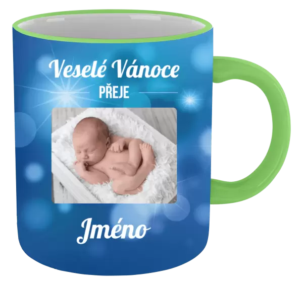 Vánoční hrnek Modré vánoční pozadí