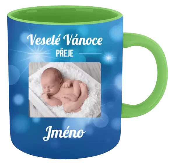 Vánoční hrnek Modré vánoční pozadí