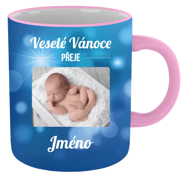 Vánoční hrnek Modré vánoční pozadí