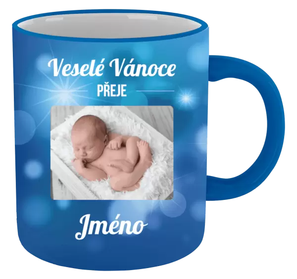 Vánoční hrnek Modré vánoční pozadí