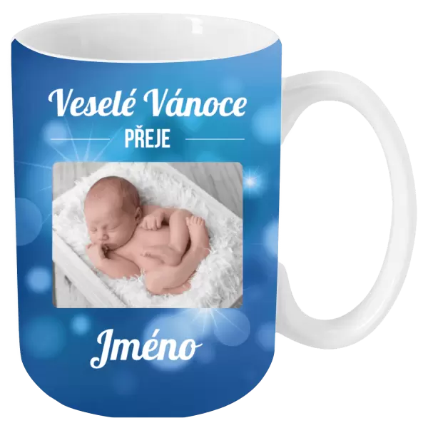 Vánoční hrnek Modré vánoční pozadí