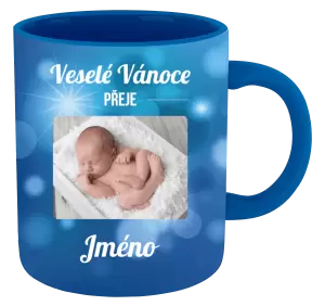 Vánoční hrnek Modré vánoční pozadí