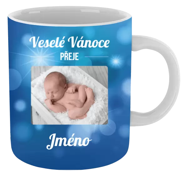 Vánoční hrnek Modré vánoční pozadí