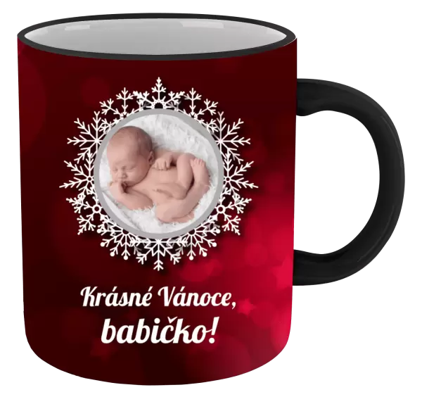 Vánoční hrnek Červené vánoční pozadí