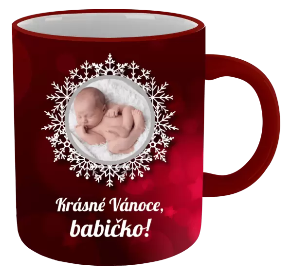 Vánoční hrnek Červené vánoční pozadí