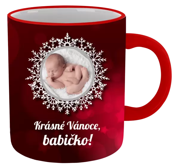 Vánoční hrnek Červené vánoční pozadí