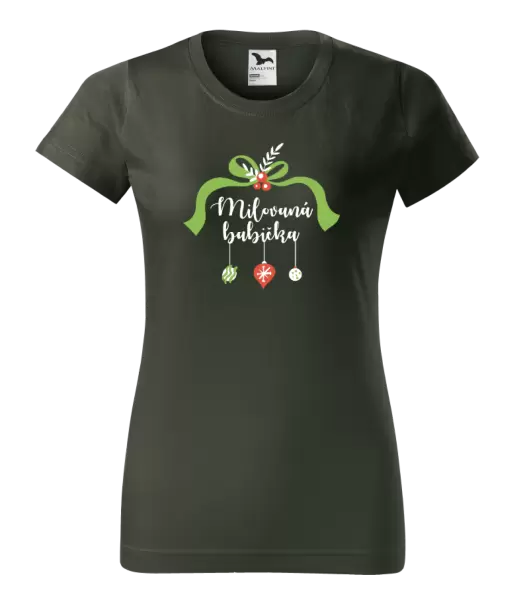 Dámské vánoční tričko Milovaná babička - ozdoby
