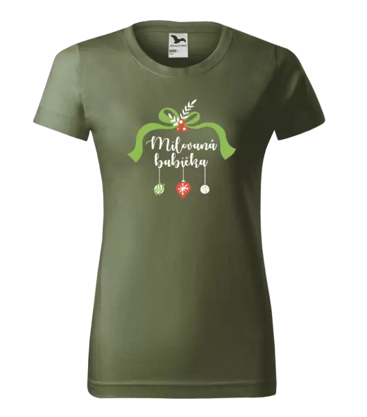 Dámské vánoční tričko Milovaná babička - ozdoby