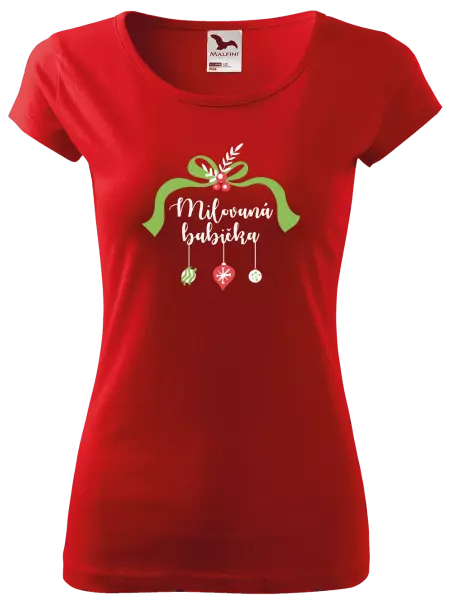 Dámské vánoční tričko Milovaná babička - ozdoby