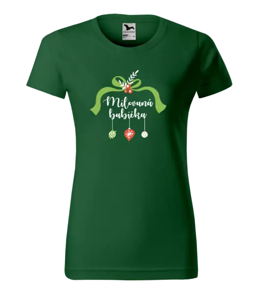 Dámské vánoční tričko Milovaná babička - ozdoby