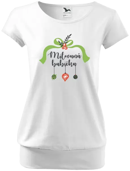 Dámské vánoční tričko Milovaná babička - ozdoby