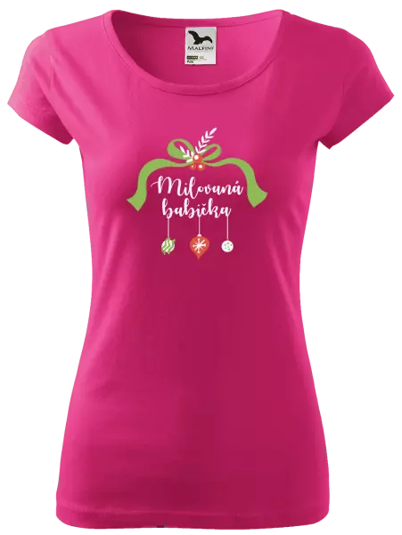 Dámské vánoční tričko Milovaná babička - ozdoby