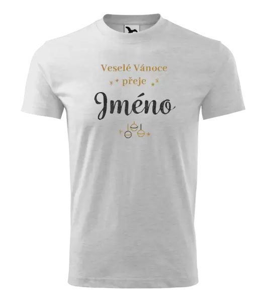Dětské vánoční tričko Veselé Vánoce přeje - zlaté ozdoby