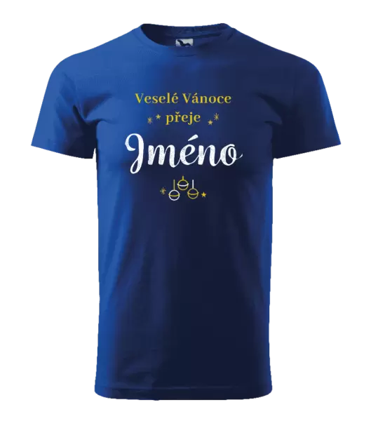 Pánské vánoční tričko Veselé Vánoce přeje - zlaté ozdoby