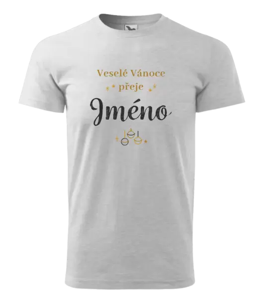 Pánské vánoční tričko Veselé Vánoce přeje - zlaté ozdoby