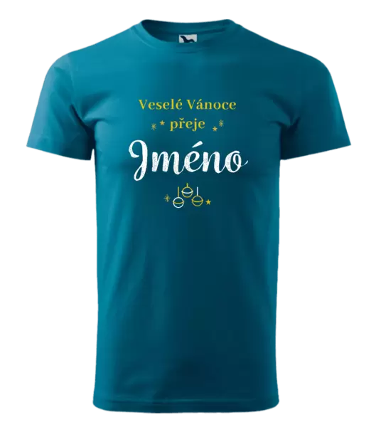 Pánské vánoční tričko Veselé Vánoce přeje - zlaté ozdoby