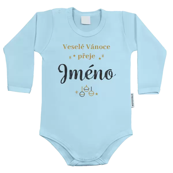 Dětské body Veselé Vánoce přeje - zlaté ozdoby