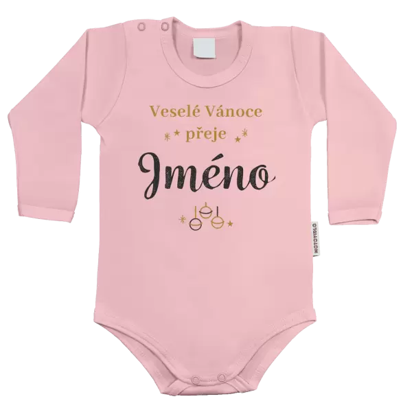 Dětské body Veselé Vánoce přeje - zlaté ozdoby