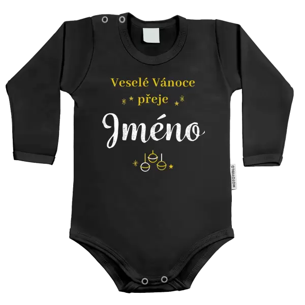 Dětské body Veselé Vánoce přeje - zlaté ozdoby