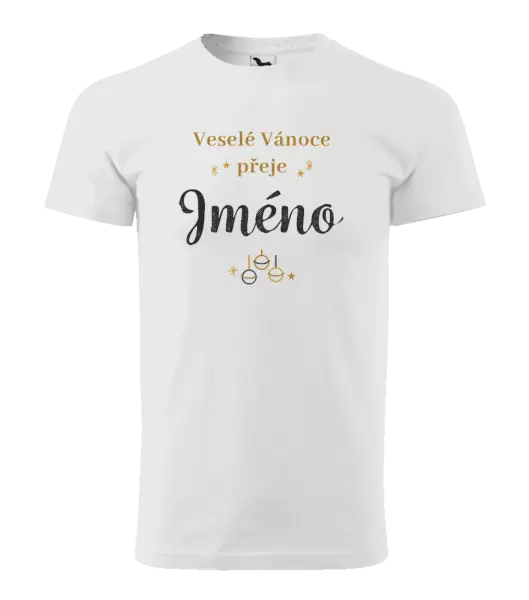Pánské vánoční tričko Veselé Vánoce přeje - zlaté ozdoby