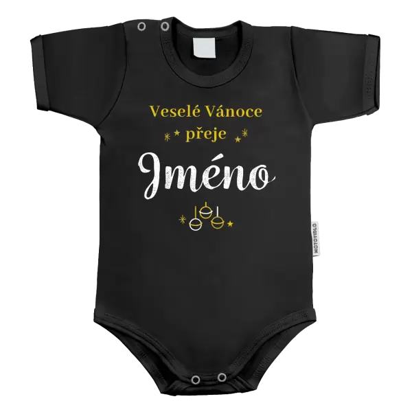 Dětské body Veselé Vánoce přeje - zlaté ozdoby