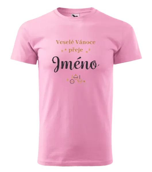 Pánské vánoční tričko Veselé Vánoce přeje - zlaté ozdoby