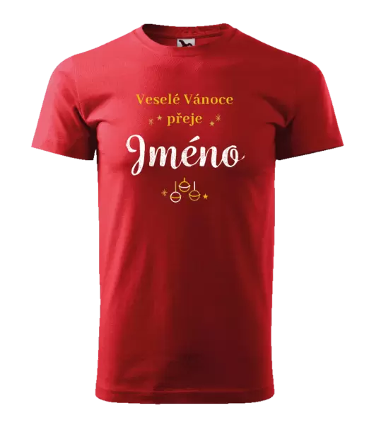 Pánské vánoční tričko Veselé Vánoce přeje - zlaté ozdoby