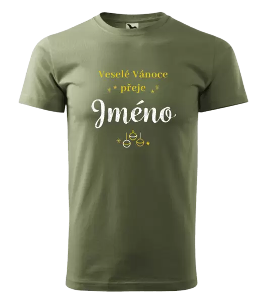 Pánské vánoční tričko Veselé Vánoce přeje - zlaté ozdoby