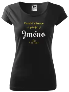 Dámské vánoční tričko Veselé Vánoce přeje - zlaté ozdoby