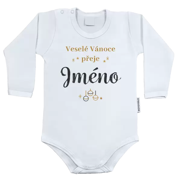 Dětské body Veselé Vánoce přeje - zlaté ozdoby