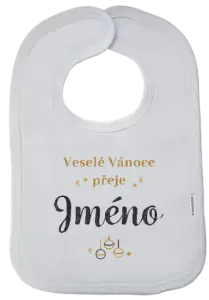 Dětský bryndák Veselé Vánoce přeje - zlaté ozdoby