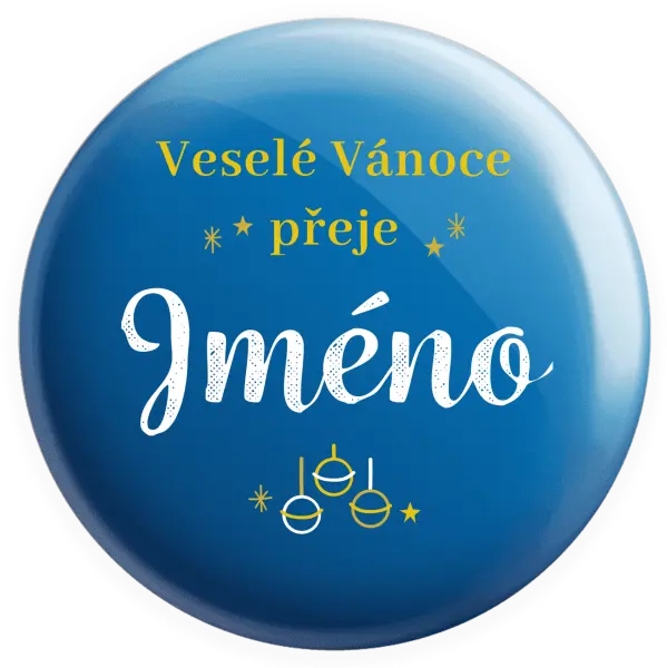 Placka Veselé Vánoce přeje - zlaté ozdoby