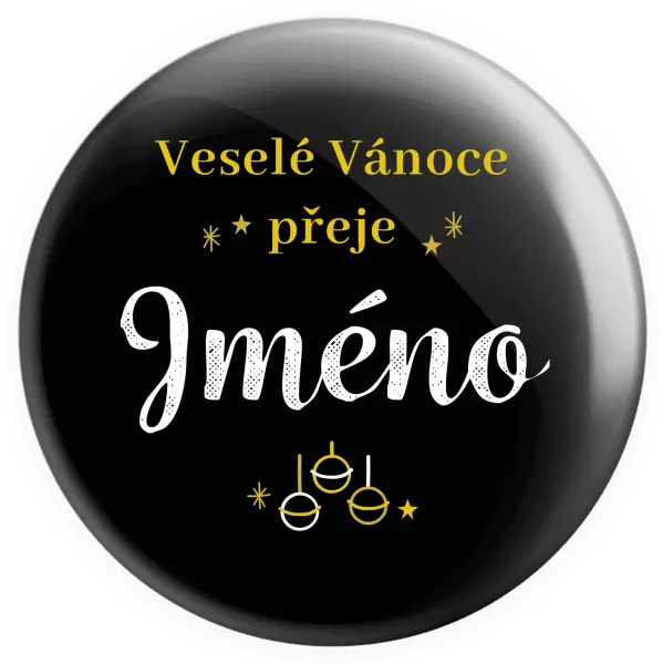 Placka Veselé Vánoce přeje - zlaté ozdoby