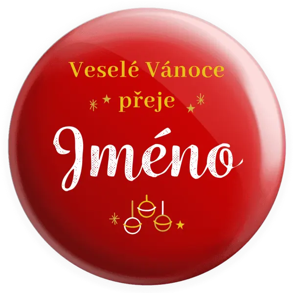 Placka Veselé Vánoce přeje - zlaté ozdoby