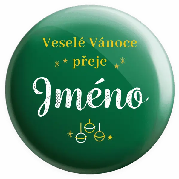 Placka Veselé Vánoce přeje - zlaté ozdoby