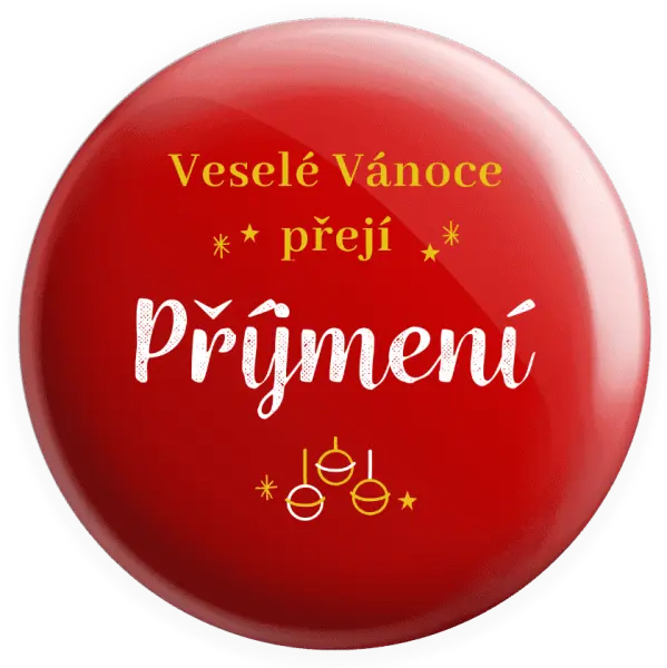 Placka Veselé Vánoce přejí - zlaté ozdoby