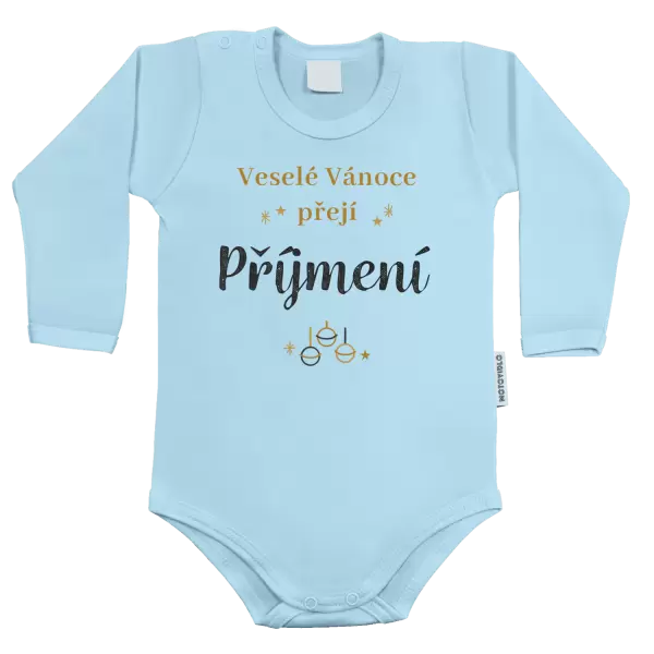 Dětské body Veselé Vánoce přejí - zlaté ozdoby