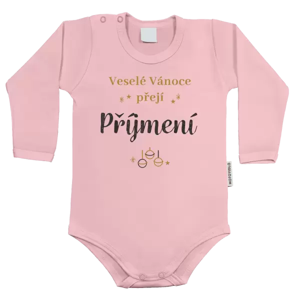 Dětské body Veselé Vánoce přejí - zlaté ozdoby