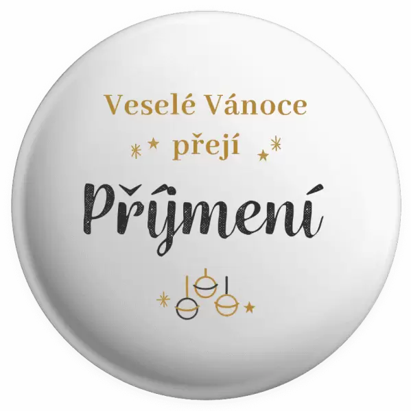 Placka Veselé Vánoce přejí - zlaté ozdoby