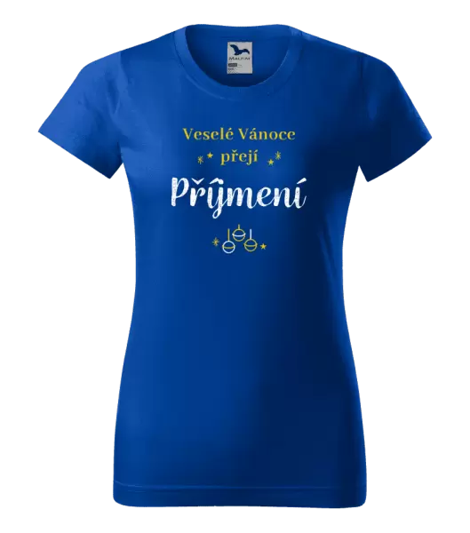 Dámské vánoční tričko Veselé Vánoce přejí - zlaté ozdoby