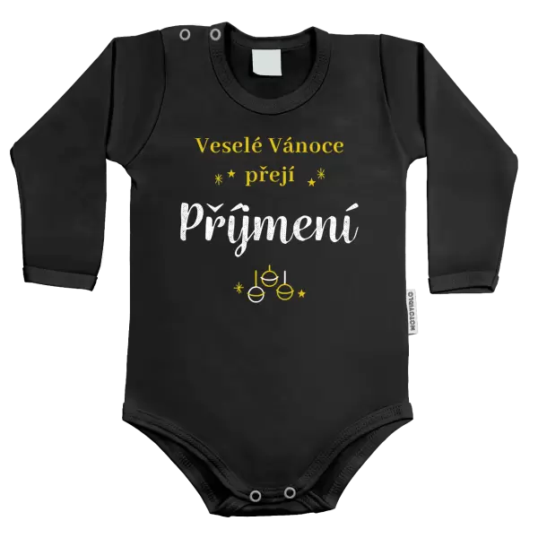 Dětské body Veselé Vánoce přejí - zlaté ozdoby